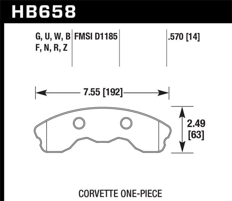 Plaquettes de frein avant Hawk 06-13 Chevrolet Corvette Z06 DTC-60 Race (une pièce)