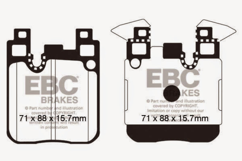 Plaquettes de frein arrière EBC 14+ pour BMW M3 3.0 Twin Turbo (F80) Yellowstuff