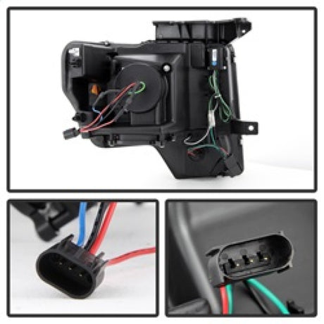Phares de projecteur Spyder Ford F150 09-14 Modèle halogène - Barre lumineuse DRL Blk PRO-YD-FF15009-LBDRL-BK