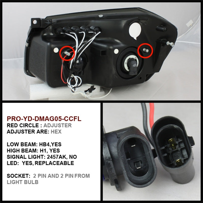 Phares de projecteur Spyder Dodge Magnum 05-07 CCFL Halo LED Blk PRO-YD-DMAG05-CCFL-BK