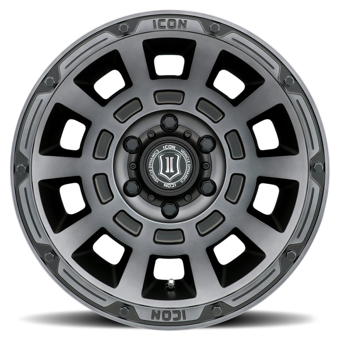 Roue ICON Thrust 17x8,5 6x135 6 mm Offset 5 pouces BS teinte noire satinée fumée