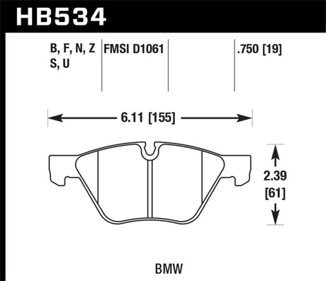 Frein avant HPS Street Hawk 09-11 BMW Z4 / 04-05 525I / 08-11 128I / 06 325I/325XI / 07 328I/328XI