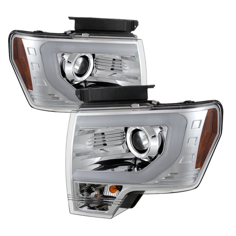 Phares de projecteur Spyder Ford F150 09-14 Modèle halogène - Barre lumineuse DRL Chrm PRO-YD-FF15009-LBDRL-C