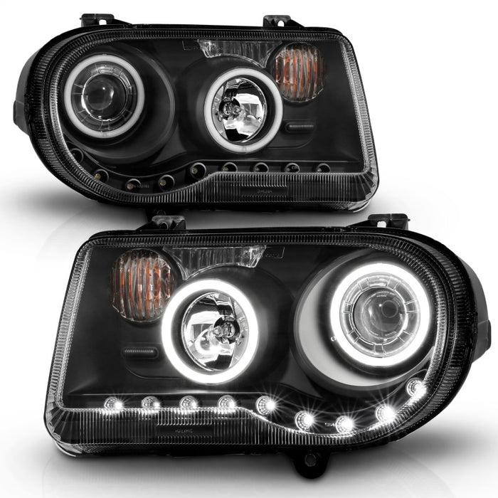 Phares de projecteur ANZO 2005-2010 Chrysler 300C avec halo noir (CCFL) G2