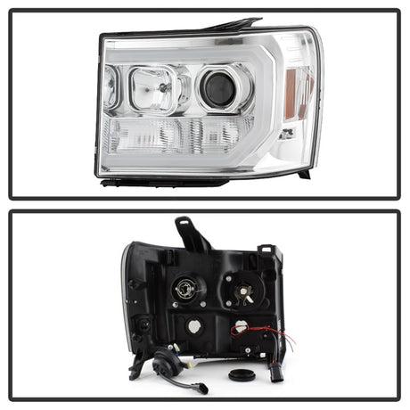 Phares de projecteur Spyder GMC Sierra 1500/2500/3500 07-13 V2 - Chrome PRO-YD-GS07V2-LBDRL-C