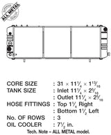 CSF 88-90 Jeep Cherokee 4.0L Radiateur tout métal robuste à 3 rangées