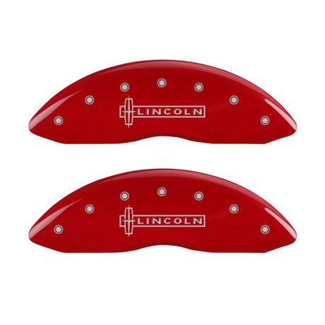 Couvre-étriers MGP 4 gravés à l'avant, gravés à l'arrière Lincoln MKX, finition rouge argentée