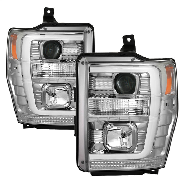 Phares de projecteur DRL à barre lumineuse Spyder 08-10 Ford F-250 Super Duty V2 - Chrm (PRO-YD-FS08V2-LB-C)