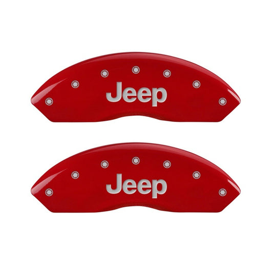 MGP Front set 2 Caliper Covers Engraved Front JEEP Red finish silver ch