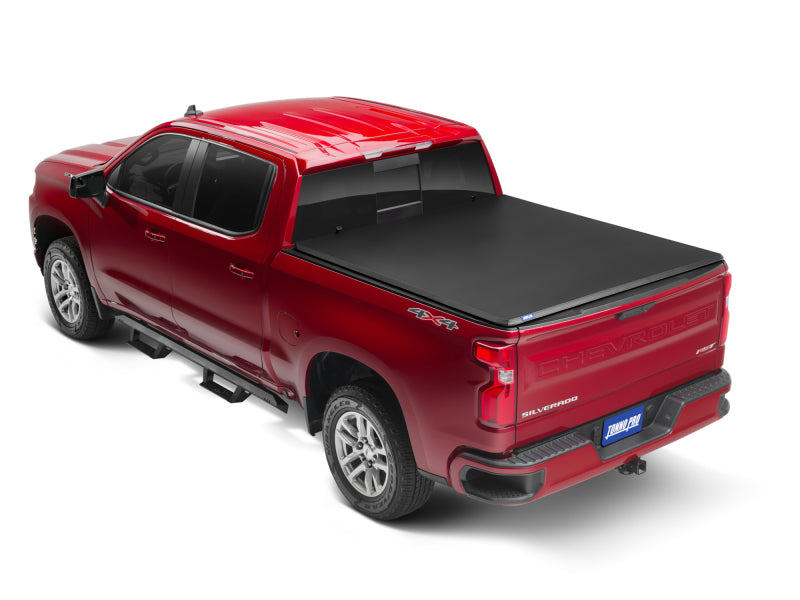 Tonno Pro 20-21 GM 2500/3500HD 8ft w/o Factory Side Storage Boxes Tonno Fold Tri-Fold Tonneau Cover