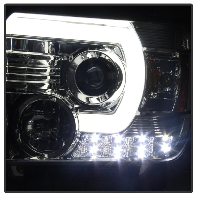 Phares de projecteur Spyder GMC Sierra 14-16 Barre lumineuse DRL Chrome PRO-YD-GS14-LBDRL-C