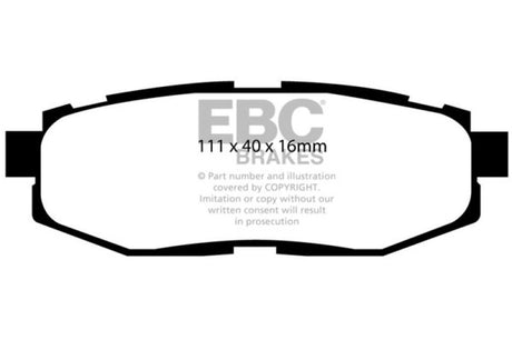 Plaquettes de frein arrière EBC 12+ Scion FR-S 2 Yellowstuff