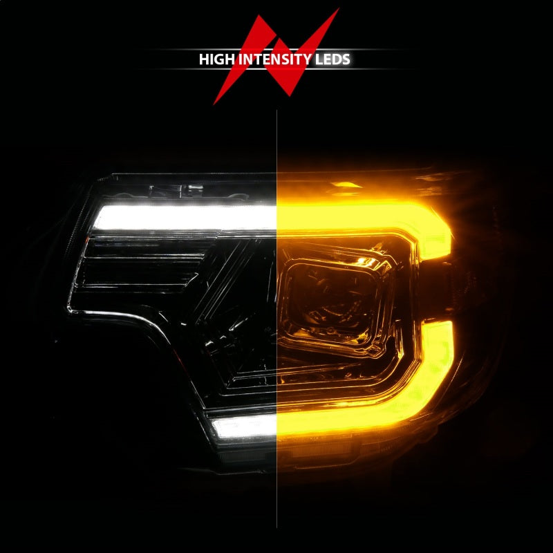 Phares de projecteur ANZO 12-15 Toyota Tacoma - avec boîtier chromé à interrupteur de barre lumineuse