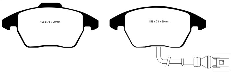 Plaquettes de frein avant Yellowstuff EBC 06-13 Audi A3 2.0 Turbo (étrier arrière Girling)