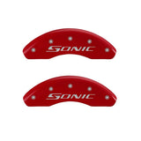 Ensemble avant MGP 2 couvre-étriers gravés avant finition Sonic Red argent ch