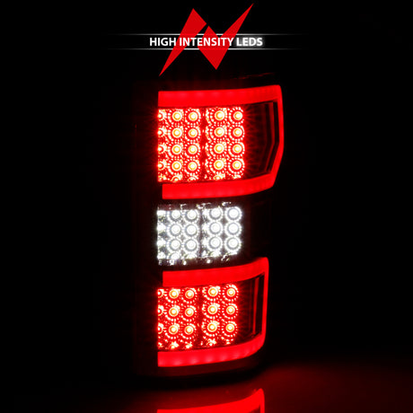 Feu arrière à LED ANZO 2018-2019 Ford F-150 Chrome (barre lumineuse rouge) (avec séquentiel)