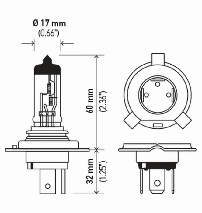 Ampoule Hella 9003/Hb2 12V 60/55W P43T T46 Sb