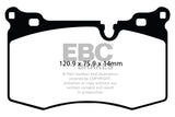 Plaquettes de frein avant JC Works Greenstuff pour Mini Hardtop 1.6 Turbo EBC 09-14