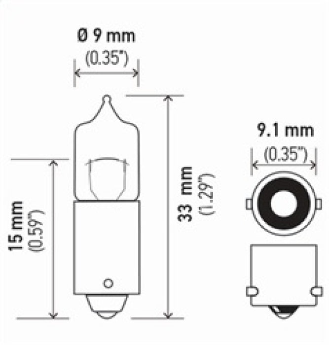 Ampoule Hella H10W 12V 10W Ba9S T3 8Gh