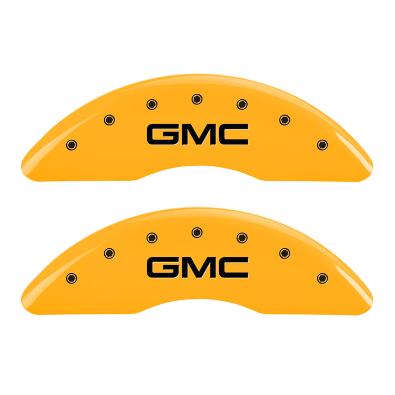 MGP 4 Caliper Covers Engraved Front & Rear GMC Yellow finish black ch