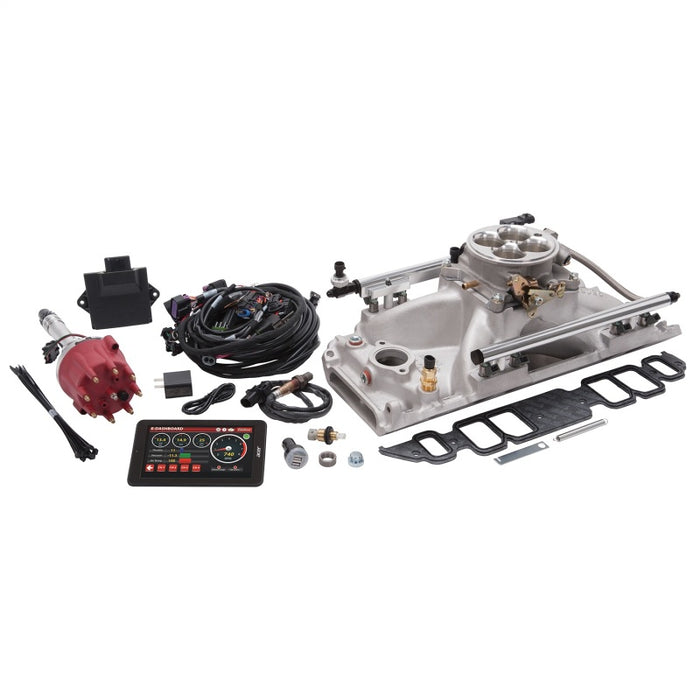 Système Edelbrock Pro Flo 4 EFI Seq Port BBC Rect Port 625 CV max. 35 lb/h Finition satinée