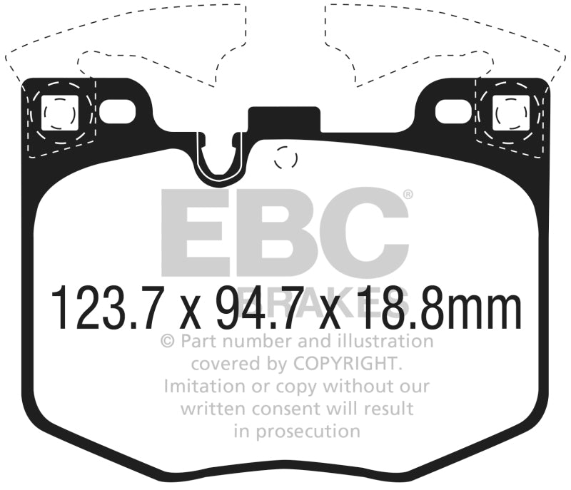 Plaquettes de frein avant Redstuff EBC 2017+ pour BMW 530 2.0L Turbo (G30)