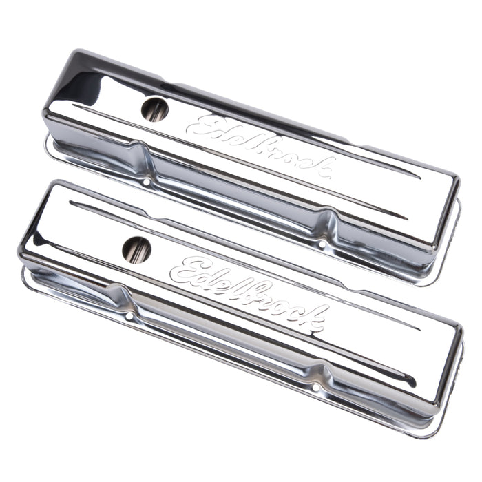 Couvercle de soupape Edelbrock Signature Series Chevrolet 1959-1986 262-400 CI V8 Tall Chrome