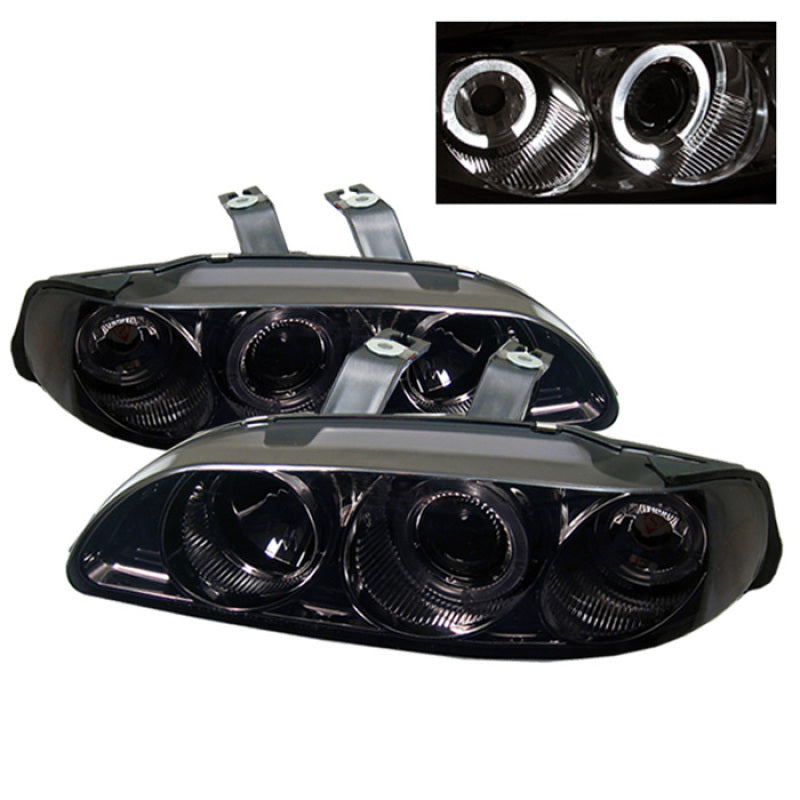 Spyder Honda Civic 92-95 2/3DR 1PC Projector LED Halo Amber Reflector Smke PRO-YD-HC921P-23D-AM-SMC