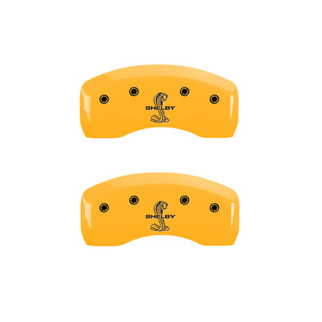 MGP 4 Caliper Covers Engraved Front Shelby Rear Snake Yellow Finish Black Char 2003 Ford Mustang