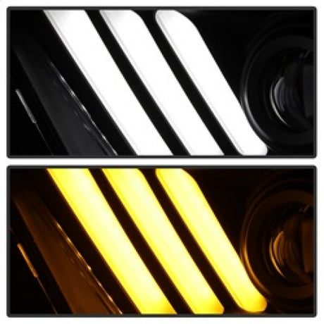 Spyder 10-13 Ford Mustang - Halogène - Phares de projecteur - Signaux LED - Noir (PRO-YD-FM2010V2-BK)