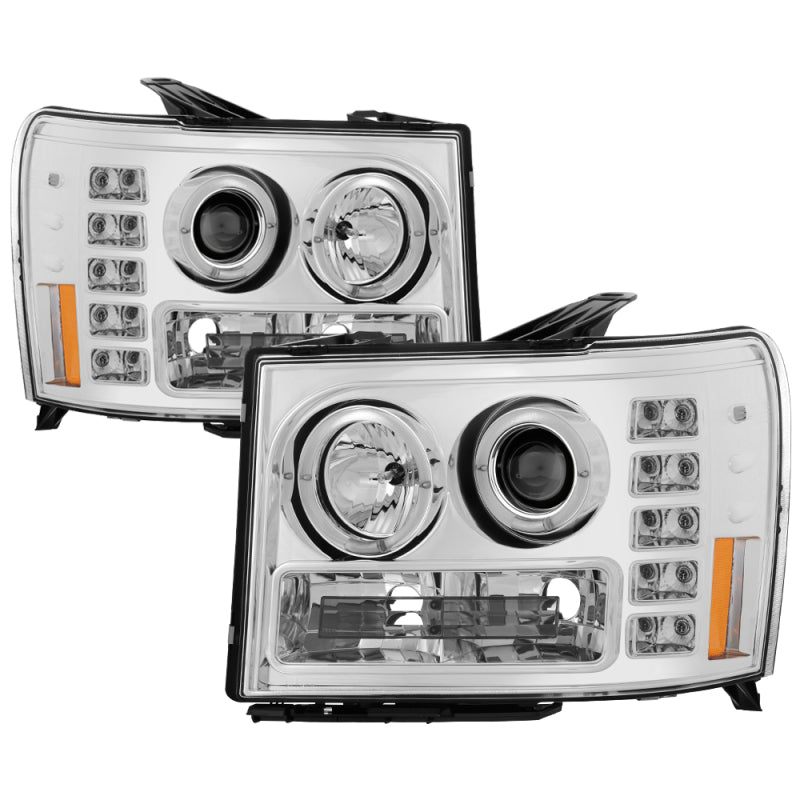 Phares de projecteur Spyder GMC Sierra 1500/2500/3500 07-13 LED Halo- LED Chrome PRO-YD-GS07-HL-C