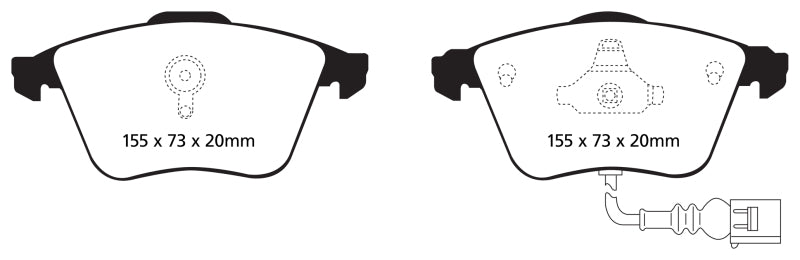 Plaquettes de frein avant EBC 07-10 Audi TT Quattro 3.2 Yellowstuff