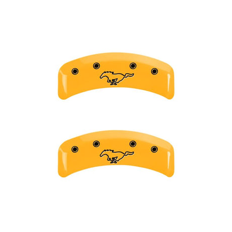 Couvre-étriers MGP 4 gravés avant Mustang arrière Pony Yellow Finish Black Char 2004 Ford Mustang