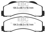Plaquettes de frein avant EBC 15+ Ford F150 2.7 Twin Turbo (2WD) Greenstuff