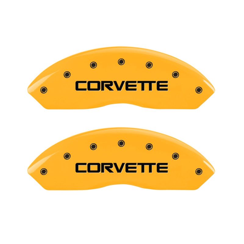 Couvre-étriers MGP 4 gravés F &amp; R C4/Corvette finition jaune noir Char 1988 Chevrolet Corvette