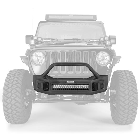 Go Rhino 07-20 Jeep Wrangler JL/JLU/JK/JKU/Gladiator JT Rockline Front Stubby Bumper w/ Overrider