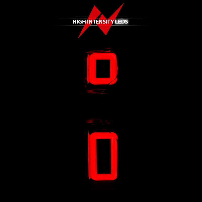 Feux arrière à LED Anzo 19-21 Chevy Silverado avec boîtier chromé et lentille rouge/transparente G2 (avec barres lumineuses C)