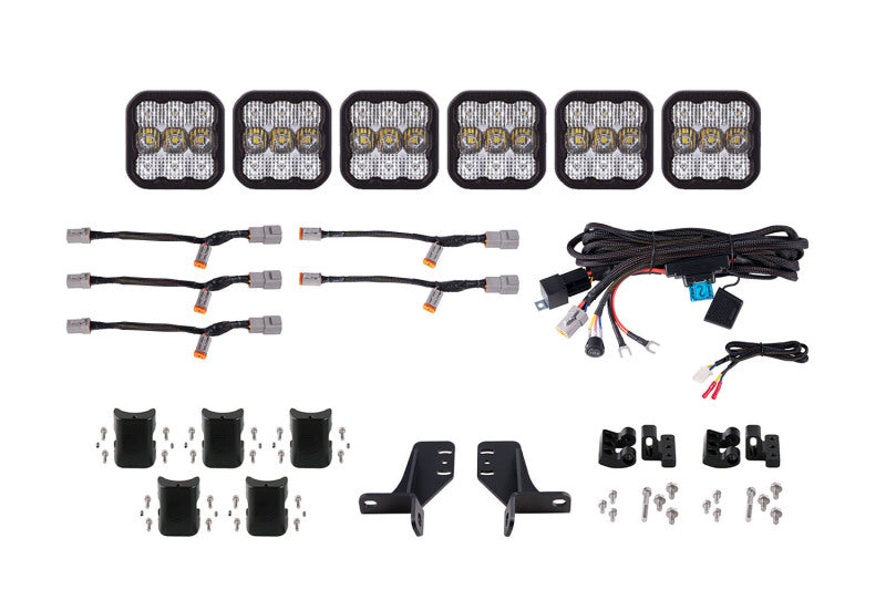 Kit de barre lumineuse pour calandre Diode Dynamics Bronco SS5 à 6 modules CrossLink Pro - Combo blanc