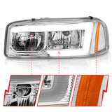 Phares Anzo 99-17 GMC Sierra/Denali Chrome Ambre (avec barres lumineuses C)