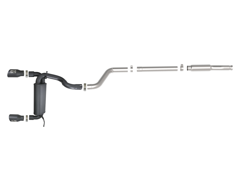 aFe Rebel Series 409 Stainless Steel Cat-Back Exhaust 18-21 Jeep Wrangler JL 2.0L (t) - Black Tip