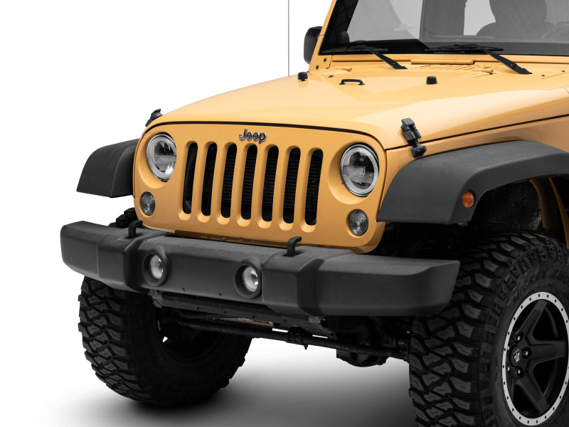 Phares à LED Raxiom 97-18 Jeep Wrangler TJ/JK 7 pouces avec halos - Boîtier noir (lentille transparente)