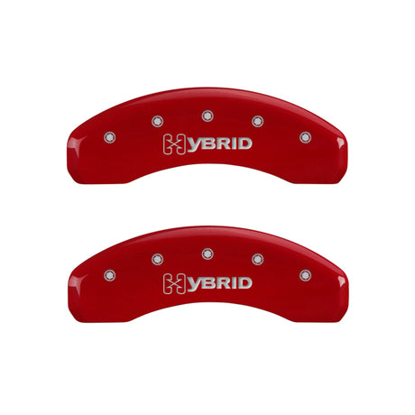 MGP 4 Caliper Covers Engraved Front & Rear GM Style/Hybrid Red finish silver ch