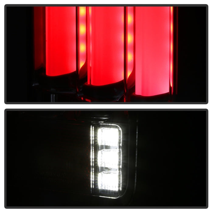 Spyder 07-16 Jeep Wrangler Version 2 Light Bar LED Tail Lights - Red Clear (ALT-YD-JWA07V2-LBLED-RC)