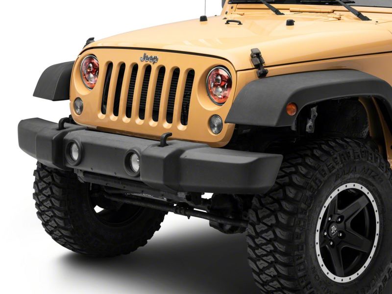 Phares à DEL Raxiom 07-18 Jeep Wrangler JK 7 pouces - Boîtier rouge - Lentille transparente