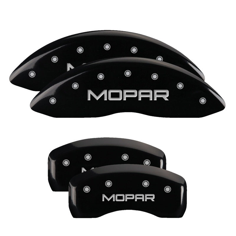 MGP 4 Caliper Covers Engraved Front & Rear MOPAR Black finish silver ch