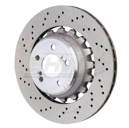 SHW 15-18 BMW X5 M 4.4L Left Rear Cross-Drilled Lightweight Brake Rotor (34212284903)