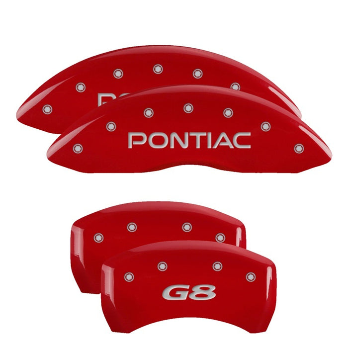 Couvre-étriers MGP 4 gravés à l'avant Pontiac gravés à l'arrière G8 finition rouge argent ch