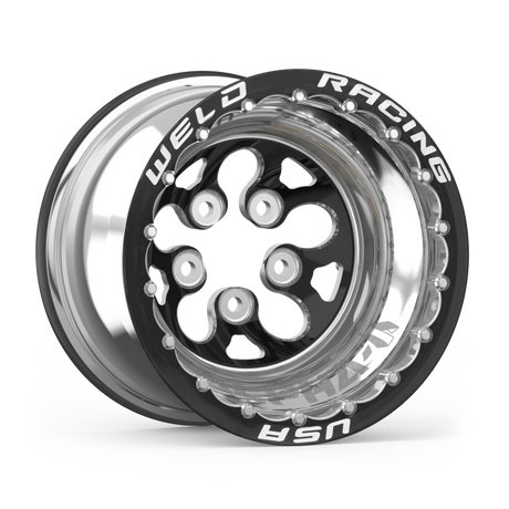 Roue noire Weld Alpha-1 15x14 / 5x4,75 BP / 4 po BS - Double Beadlock MT noir
