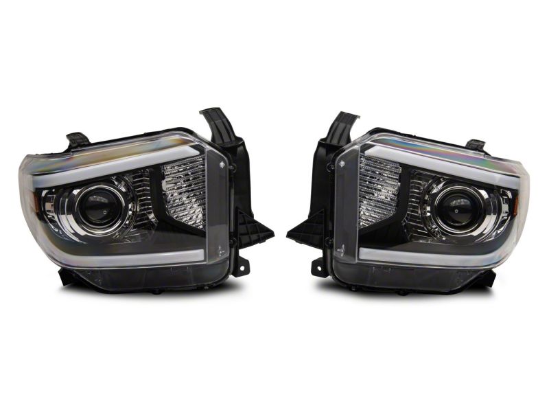 Phares de projecteur Raxiom 14-21 Toyota Tundra Axial Series avec barre LED - Boîtier noir (lentille transparente)