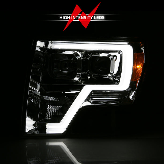 Phare de projecteur ANZO 2009-2014 Ford F-150 Style planche Chrome Ambre